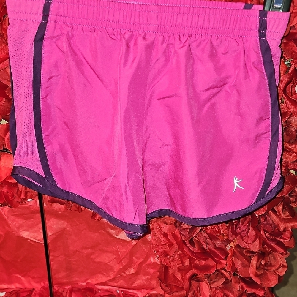 Danskin Girls Pink Athletic Shorts with Purple Trim Liner Inside Size Small 6/6X